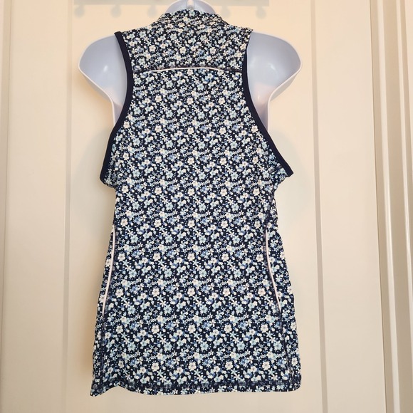 NWT 1764 Signature Sleeveless Floral Polo Top M Blue Tennis Golf Pickleball - Picture 4 of 14